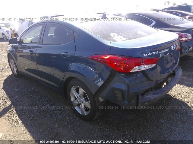 KMHDH4AE2DU010857 - 2013 HYUNDAI ELANTRA GLS/LIMITED BLUE photo 3