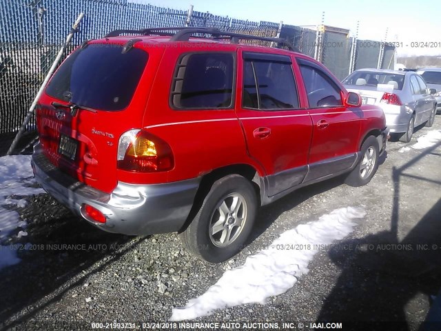 KM8SC13D23U506667 - 2003 HYUNDAI SANTA FE GLS/LX RED photo 4