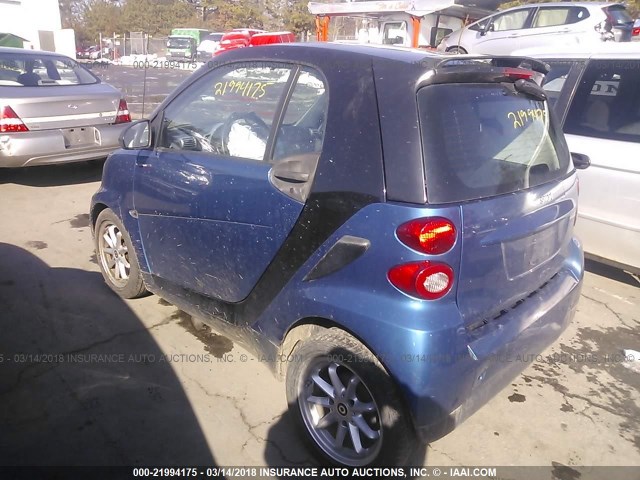 WMEEJ31X09K293918 - 2009 SMART FORTWO PURE/PASSION BLUE photo 3