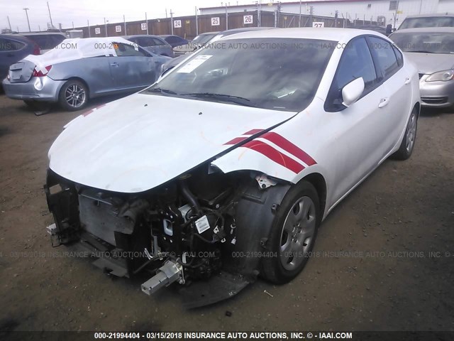 1C3CDFAA5FD132155 - 2015 DODGE DART SE WHITE photo 2