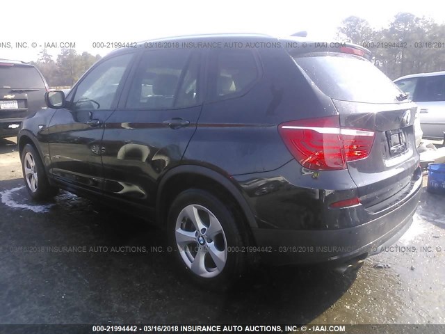 5UXWX5C52CL724588 - 2012 BMW X3 XDRIVE28I BLACK photo 3