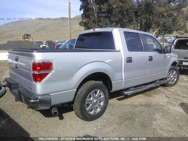 1FTFW1CF7DKD26385 - 2013 FORD F150 SUPERCREW SILVER photo 4