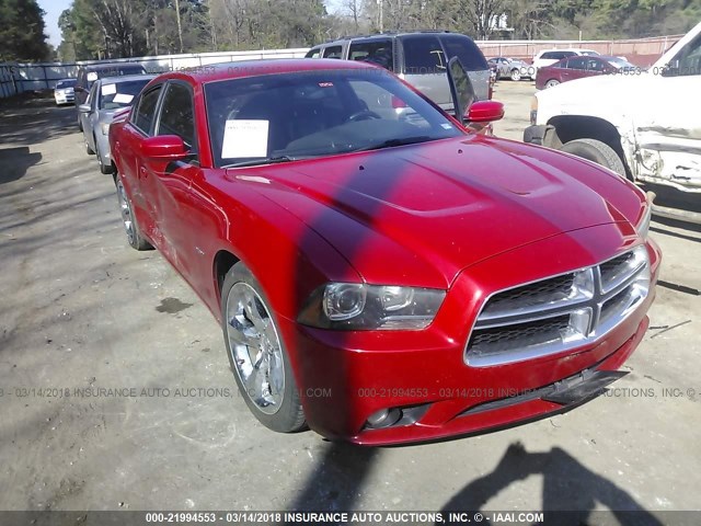 2C3CDXCT8CH120634 - 2012 DODGE CHARGER R/T RED photo 1