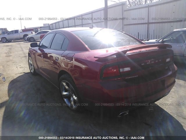 2C3CDXCT8CH120634 - 2012 DODGE CHARGER R/T RED photo 3
