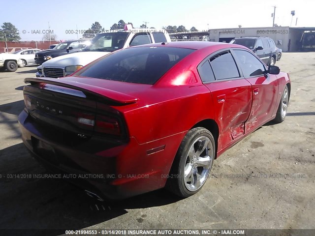 2C3CDXCT8CH120634 - 2012 DODGE CHARGER R/T RED photo 4