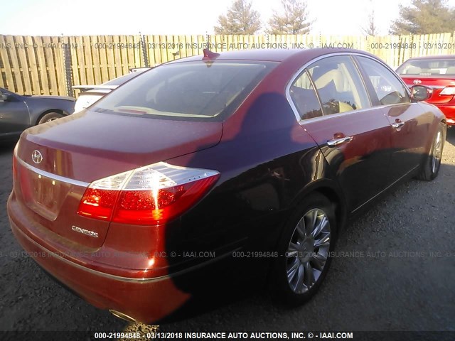 KMHGC46E19U021540 - 2009 HYUNDAI GENESIS 3.8L წითელი ფოტო 4