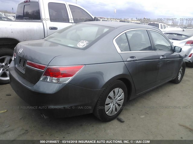 1HGCP2F35BA117495 - 2011 HONDA ACCORD LX GRAY photo 4