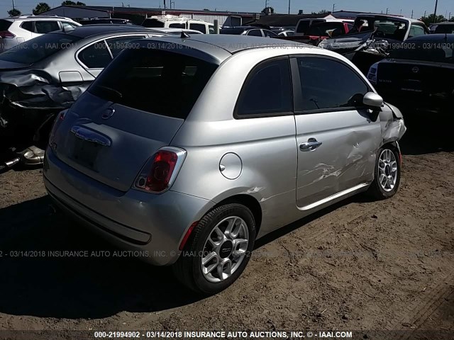 3C3CFFAR9DT511344 - 2013 FIAT 500 POP SILVER photo 4