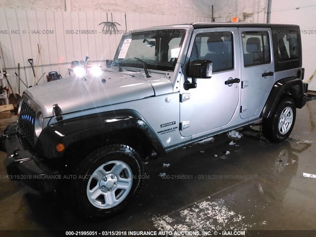 1C4BJWDG1FL737666 - 2015 JEEP WRANGLER UNLIMITE SPORT GRAY photo 2