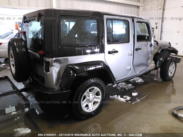 1C4BJWDG1FL737666 - 2015 JEEP WRANGLER UNLIMITE SPORT GRAY photo 4