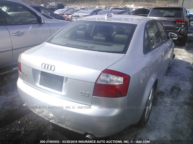 WAULC68E84A276253 - 2004 AUDI A4 1.8T QUATTRO SILVER photo 4