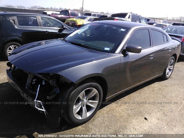 2C3CDXHG6HH612257 - 2017 DODGE CHARGER SXT GRAY photo 2