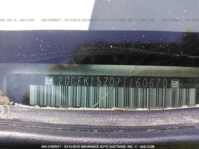 2GCEK13Z071160670 - 2007 CHEVROLET SILVERADO K1500 CLASSIC CREW CAB SILVER photo 9