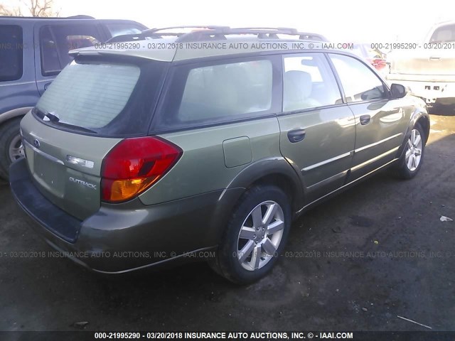 4S4BP61C867316208 - 2006 SUBARU LEGACY OUTBACK 2.5I GREEN photo 4