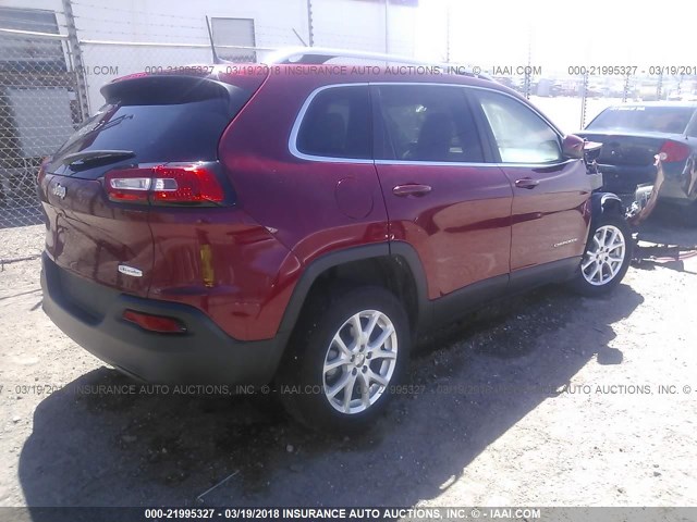 1C4PJLCB4GW356114 - 2016 JEEP CHEROKEE LATITUDE RED photo 4