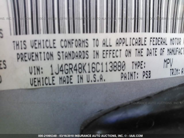 1J4GR48K16C113880 - 2006 JEEP GRAND CHEROKEE LAREDO/COLUMBIA/FREEDOM 灰色 照片 9