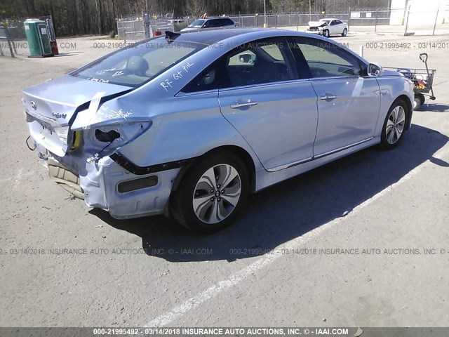 KMHEC4A47DA075683 - 2013 HYUNDAI SONATA HYBRID BLUE photo 4