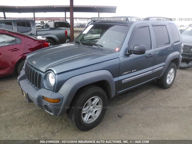 1J4GL48K32W298475 - 2002 JEEP LIBERTY SPORT BLUE photo 2