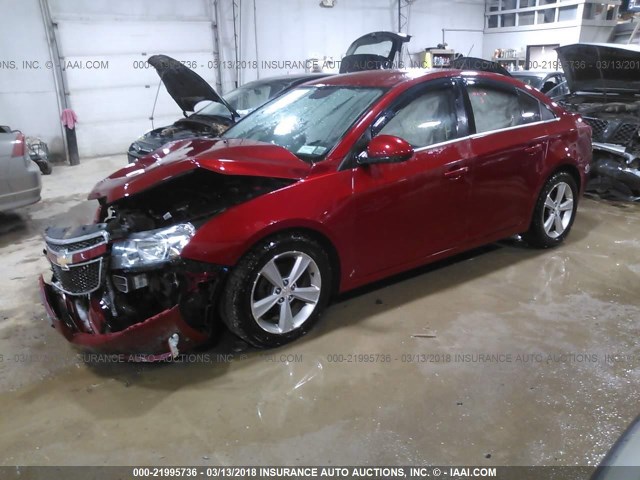 1G1PE5SB9E7417328 - 2014 CHEVROLET CRUZE LT RED photo 2