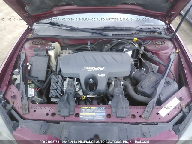2G2WP522651187360 - 2005 PONTIAC GRAND PRIX RED photo 10
