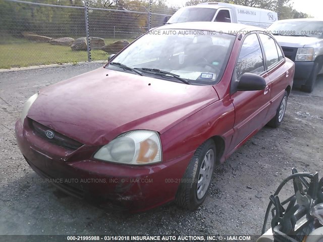 KNADC125456392327 - 2005 KIA RIO RED photo 2