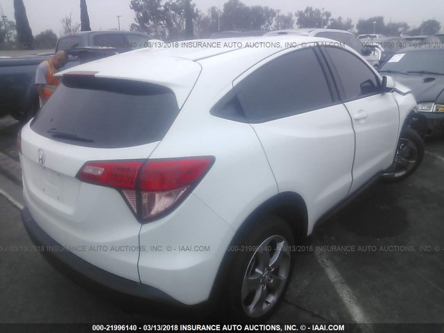 3CZRU5H37JM703238 - 2018 HONDA HR-V LX WHITE photo 4