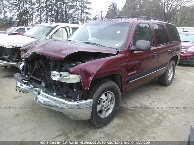 1GNEC13T21R163679 - 2001 CHEVROLET TAHOE C1500 MAROON photo 2