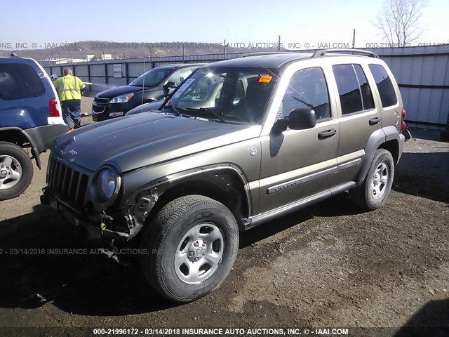 1J4GL48KX5W692172 - 2005 JEEP LIBERTY SPORT GREEN photo 2