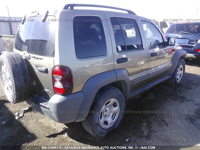 1J4GL48KX5W692172 - 2005 JEEP LIBERTY SPORT 绿色 照片 4