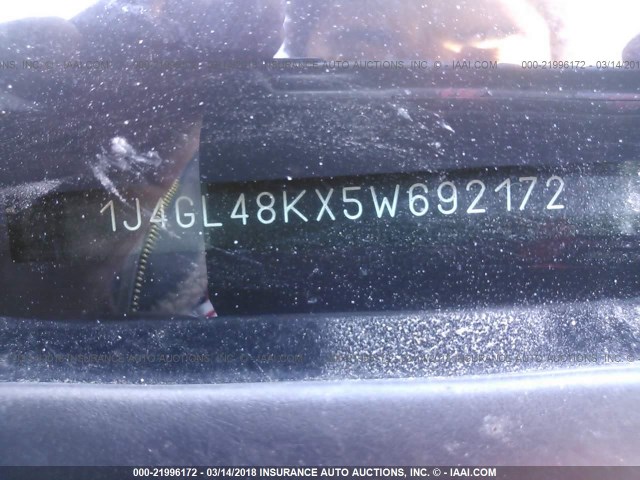 1J4GL48KX5W692172 - 2005 JEEP LIBERTY SPORT 绿色 照片 9