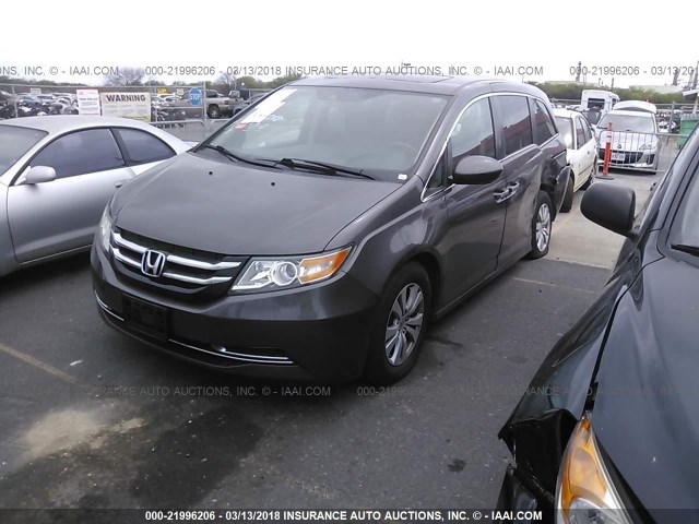 5FNRL5H64FB001134 - 2015 HONDA ODYSSEY EXL ნაცრისფერი ფოტო 2