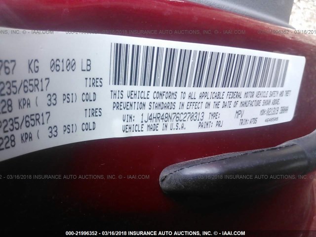 1J4HR48N76C270313 - 2006 JEEP GRAND CHEROKEE LAREDO/COLUMBIA/FREEDOM 红色 照片 9