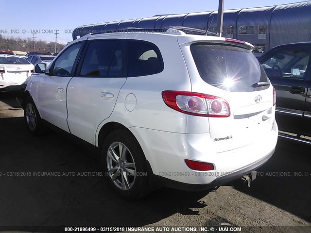 5XYZHDAG2CG105527 - 2012 HYUNDAI SANTA FE SE WHITE photo 3