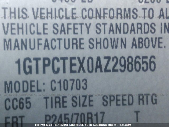 1GTPCTEX0AZ298656 - 2010 GMC SIERRA C1500 BLACK photo 9