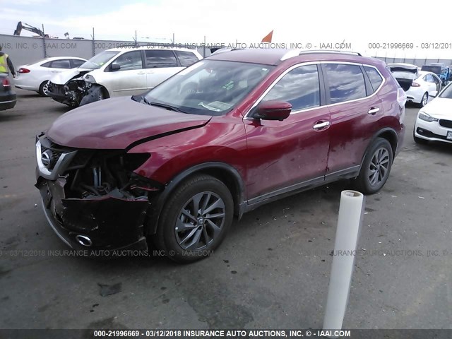 5N1AT2MV4GC762247 - 2016 NISSAN ROGUE S/SL/SV RED photo 2