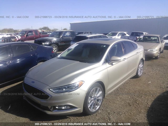 3FA6P0K96HR180457 - 2017 FORD FUSION TITANIUM SILVER photo 2