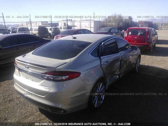 3FA6P0K96HR180457 - 2017 FORD FUSION TITANIUM SILVER photo 4