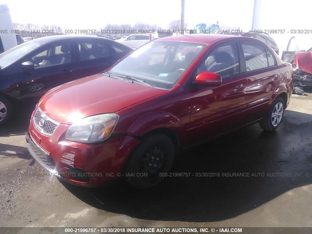 KNADH4A30A6603584 - 2010 KIA RIO LX/SX RED photo 2