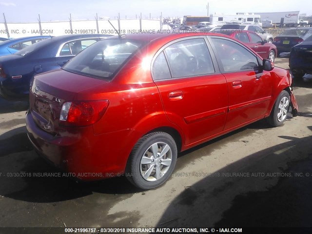 KNADH4A30A6603584 - 2010 KIA RIO LX/SX RED photo 4