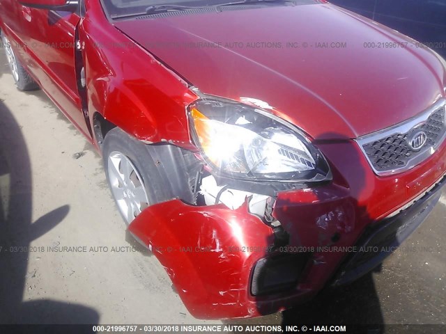 KNADH4A30A6603584 - 2010 KIA RIO LX/SX RED photo 6