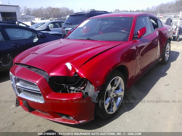 2C3CDXHG8CH128664 - 2012 DODGE CHARGER SXT RED photo 2