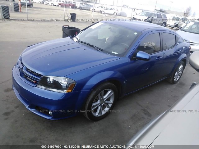 1C3CDZCB9DN506104 - 2013 DODGE AVENGER SXT BLUE photo 2