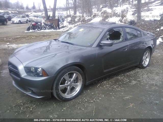 2C3CDXCT8CH109603 - 2012 DODGE CHARGER R/T GRAY photo 2