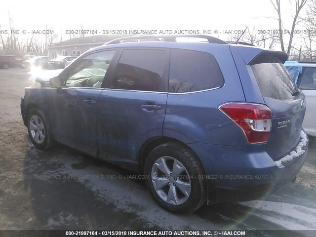 JF2SJAKCXFH587273 - 2015 SUBARU FORESTER 2.5I LIMITED BLUE photo 3