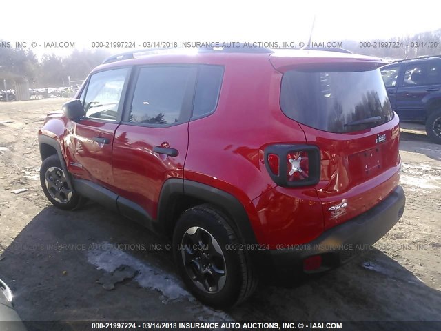 ZACCJBAB4HPE69913 - 2017 JEEP RENEGADE SPORT RED photo 3