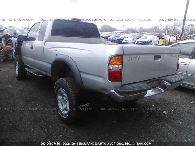 5TEWM72N63Z209490 - 2003 TOYOTA TACOMA XTRACAB SILVER photo 3