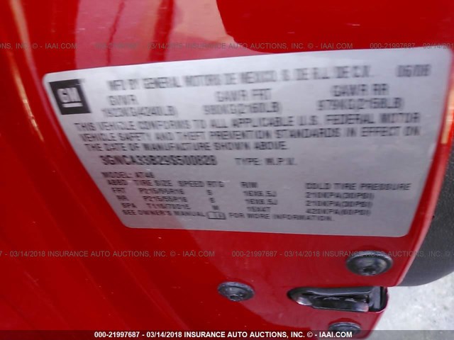 3GNCA33B29S500828 - 2009 CHEVROLET HHR LS RED photo 9