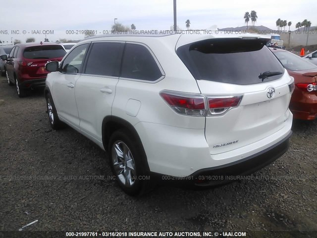 5TDYKRFH7FS044128 - 2015 TOYOTA HIGHLANDER LIMITED/LTD PLATINUM WHITE photo 3