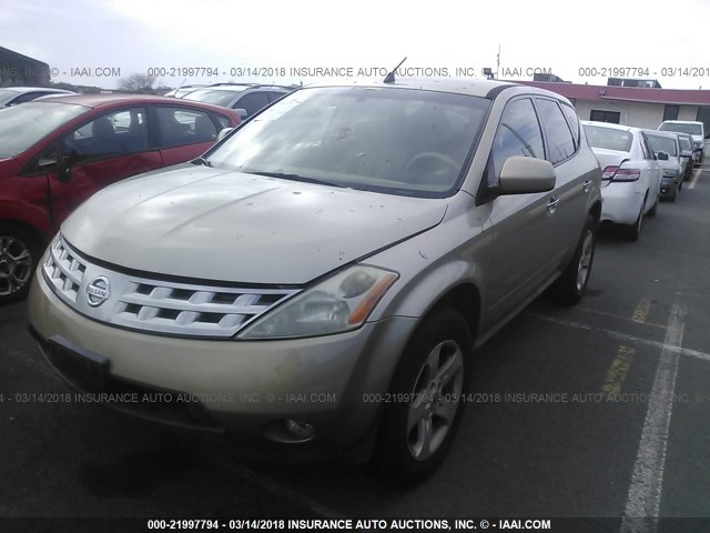 JN8AZ08T05W300137 - 2005 NISSAN MURANO SL/SE/S GOLD photo 2