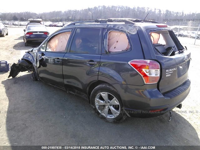 JF2SJADC6FH572136 - 2015 SUBARU FORESTER 2.5I PREMIUM GRAY photo 3